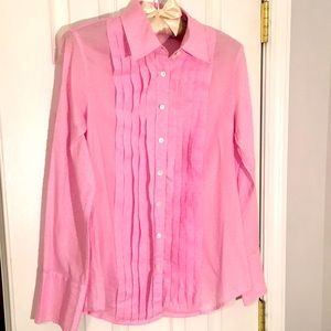 J crew sheer cotton textured tuxedo shirt. Pink/lavender. Size medium.